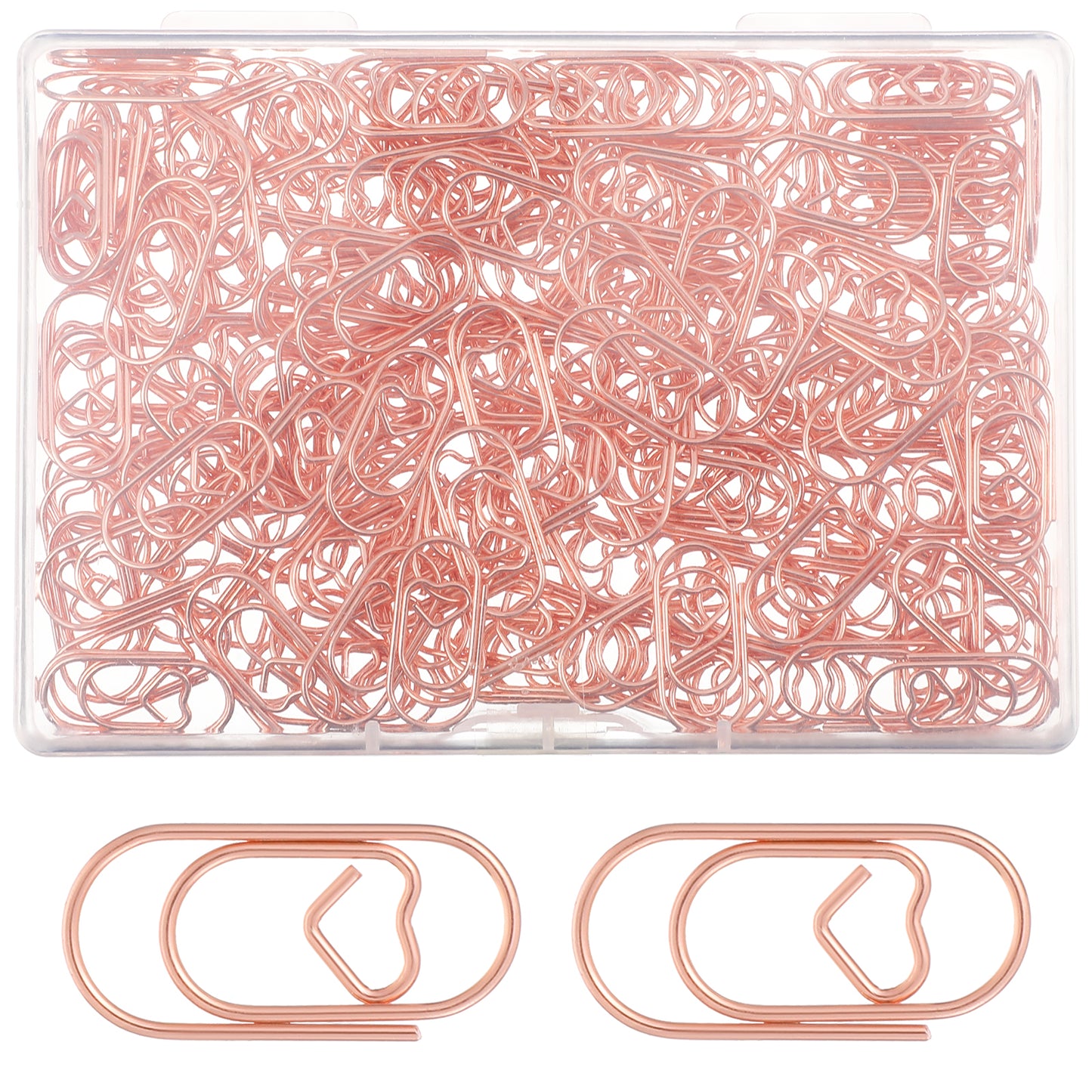 Ymapinc 200 Pcs Rose Gold Paper Clips, Heart Shaped Small Cute Paperclip Wedding Invitation Accessories Aesthetic Paper Holder for Office Supplies DIY Home Craft Decorative