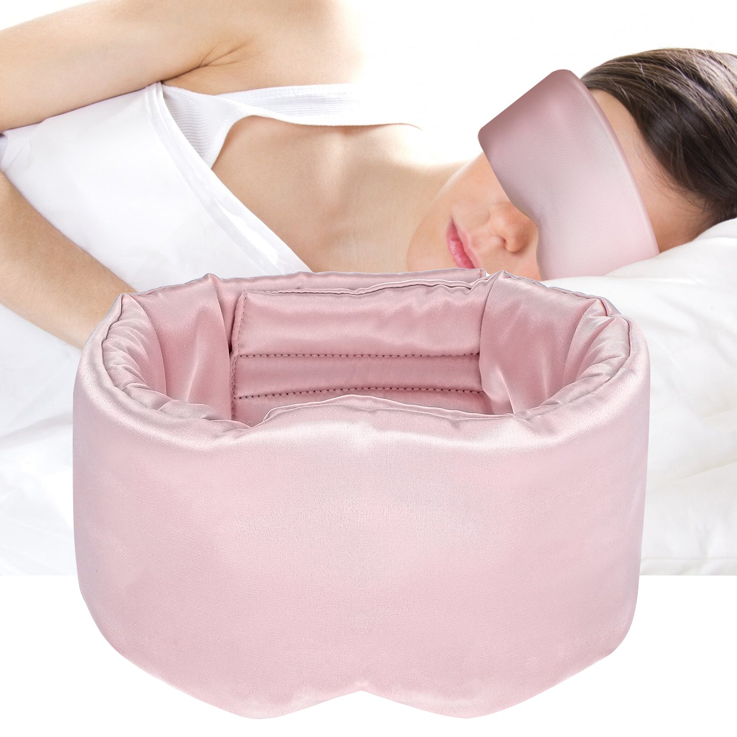 Mabor Eye Mask for Sleeping Imitation Silk for Eye Skin Anti Wrinkles Soft Pressureless Large Size for Face-Hugging Silk Eye Mask for Sleeping Women Adjustable Wide Ear Cover