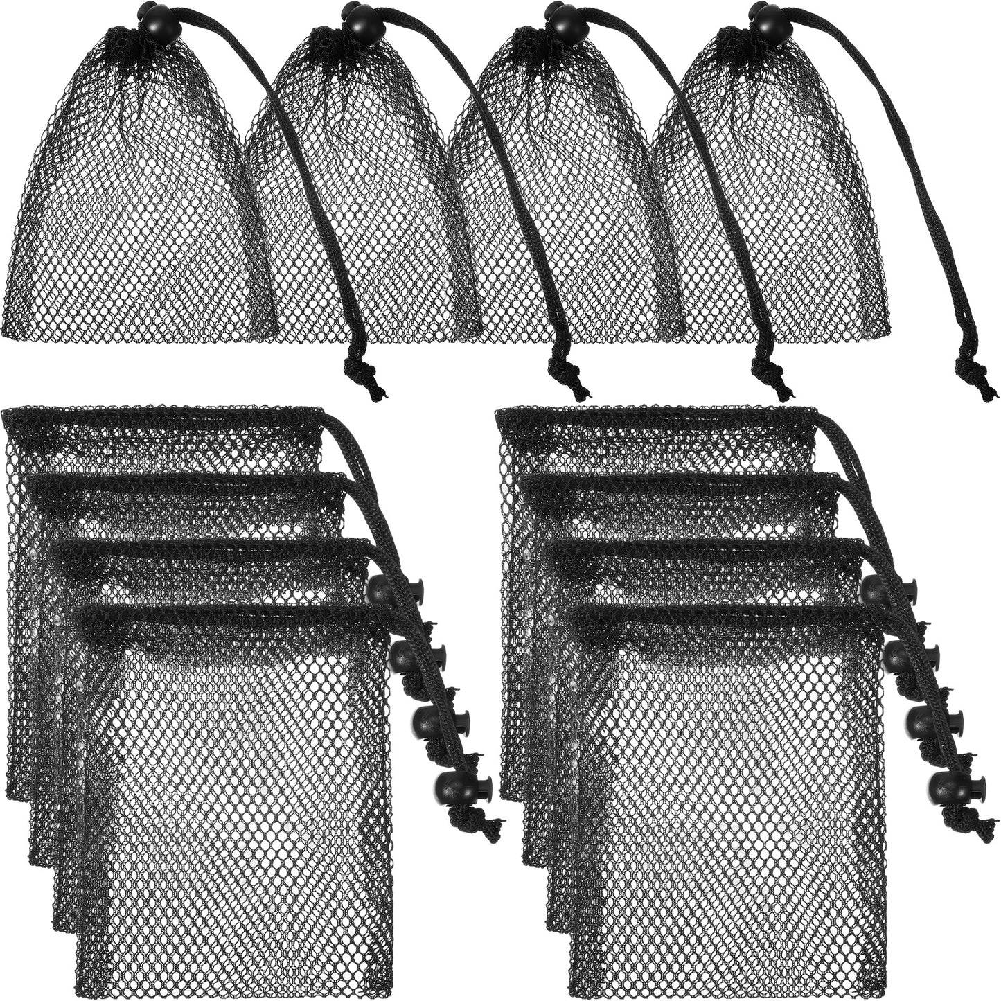 Nogeqi 10pcs Small Mesh Bags Drawstring, Black Mesh Bags Drawstring, 20 X 15cm Mini Nylon Net Bag with Cord Lock for Travel Laundry Stuff Organizing Storage Bag