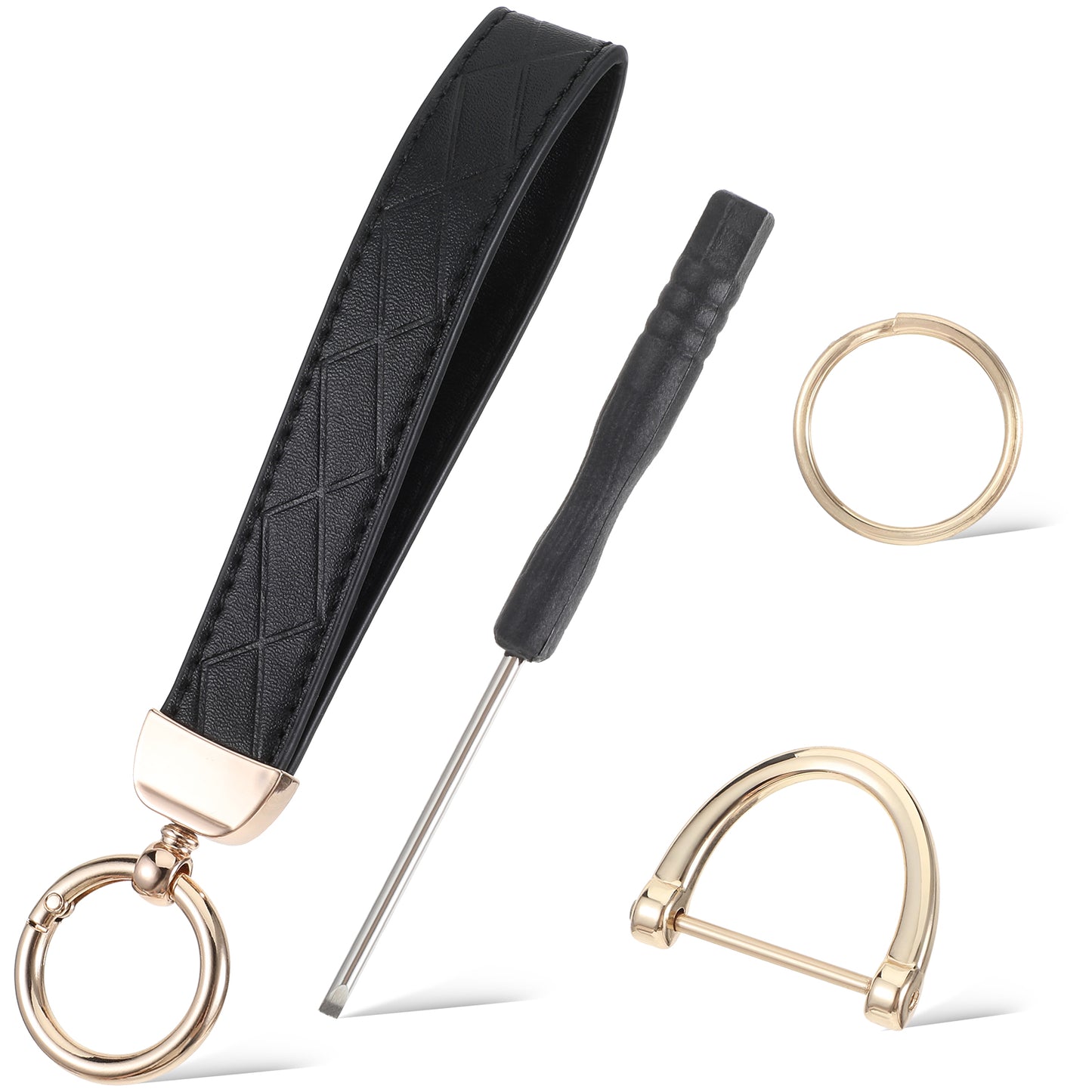 Ouligay Leather Women Wristlet Keychain Car Key Chain Wristlet Car Key Holder Lanyards for Keys for Women with Anti-Lost D Ring and 2 Key Ring