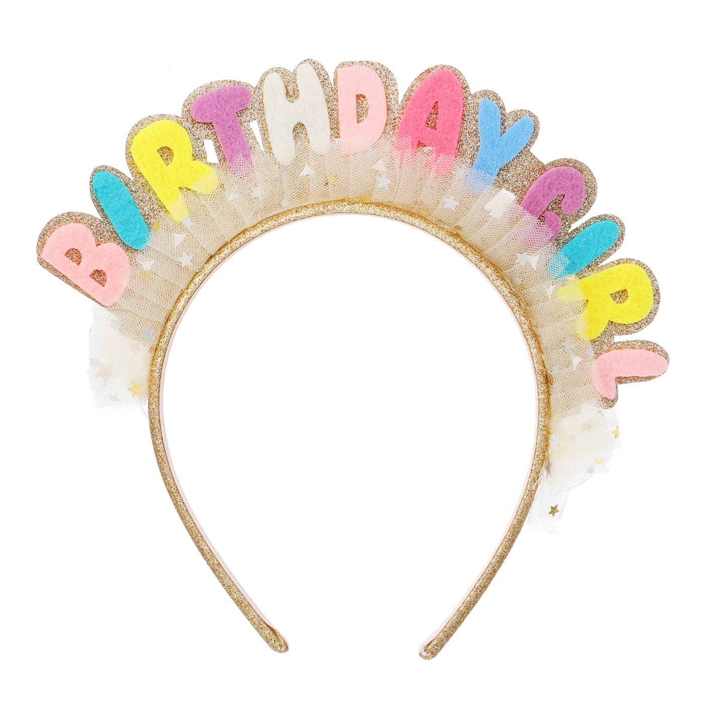 Ouligay Birthday Headband for Girls Women Glitter Happy Birthday Headband Glitter Crown Letter Tiara for Hair Accessories Decoration & Gift