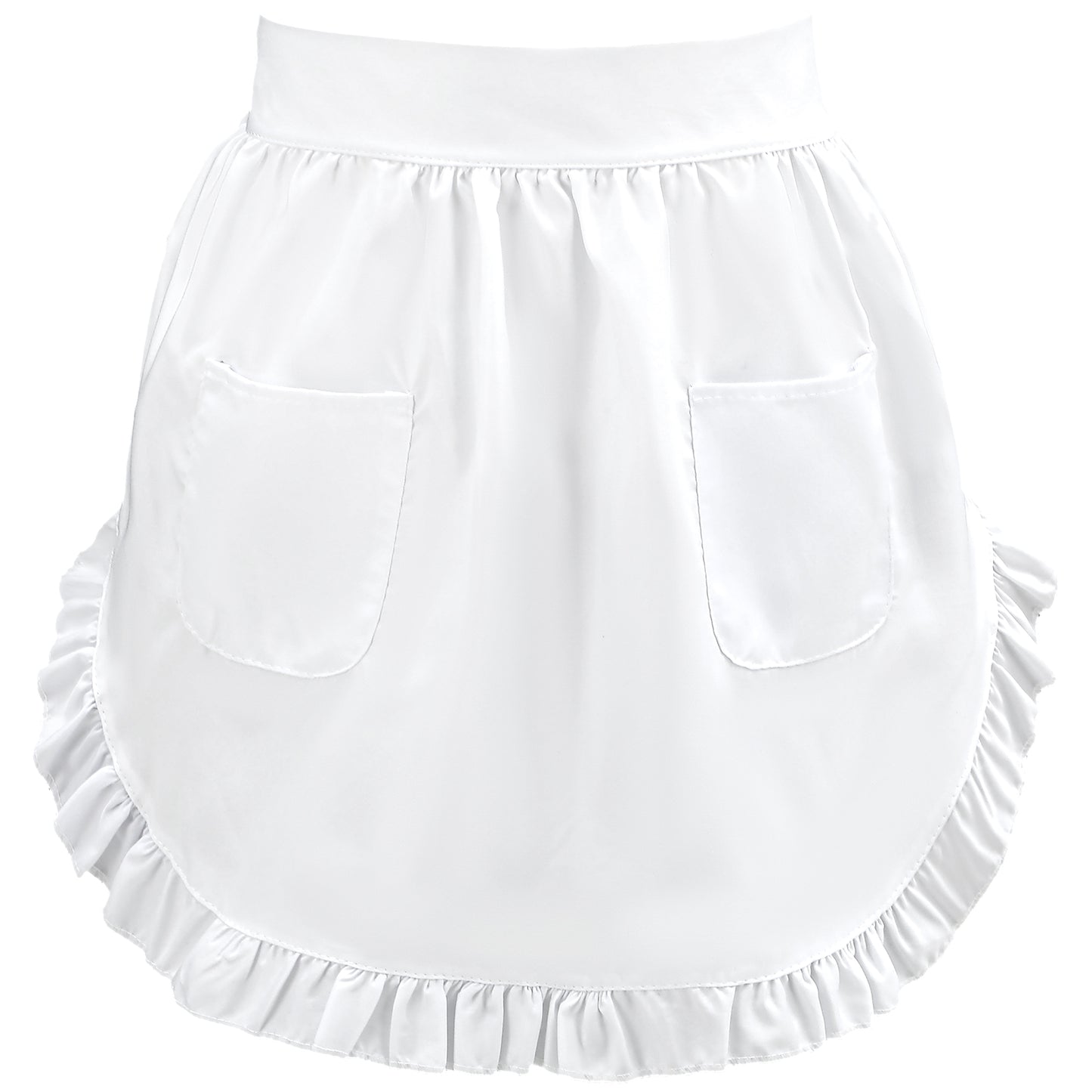 Teaaha Women's Waist Apron with 2 Pockets, White Half Apron, Server Apron, White Apron Maid Apron Cooking Aprons for Cooking, Kitchen, Restaurant, Bistro, Coffee Shop, Maid Costume