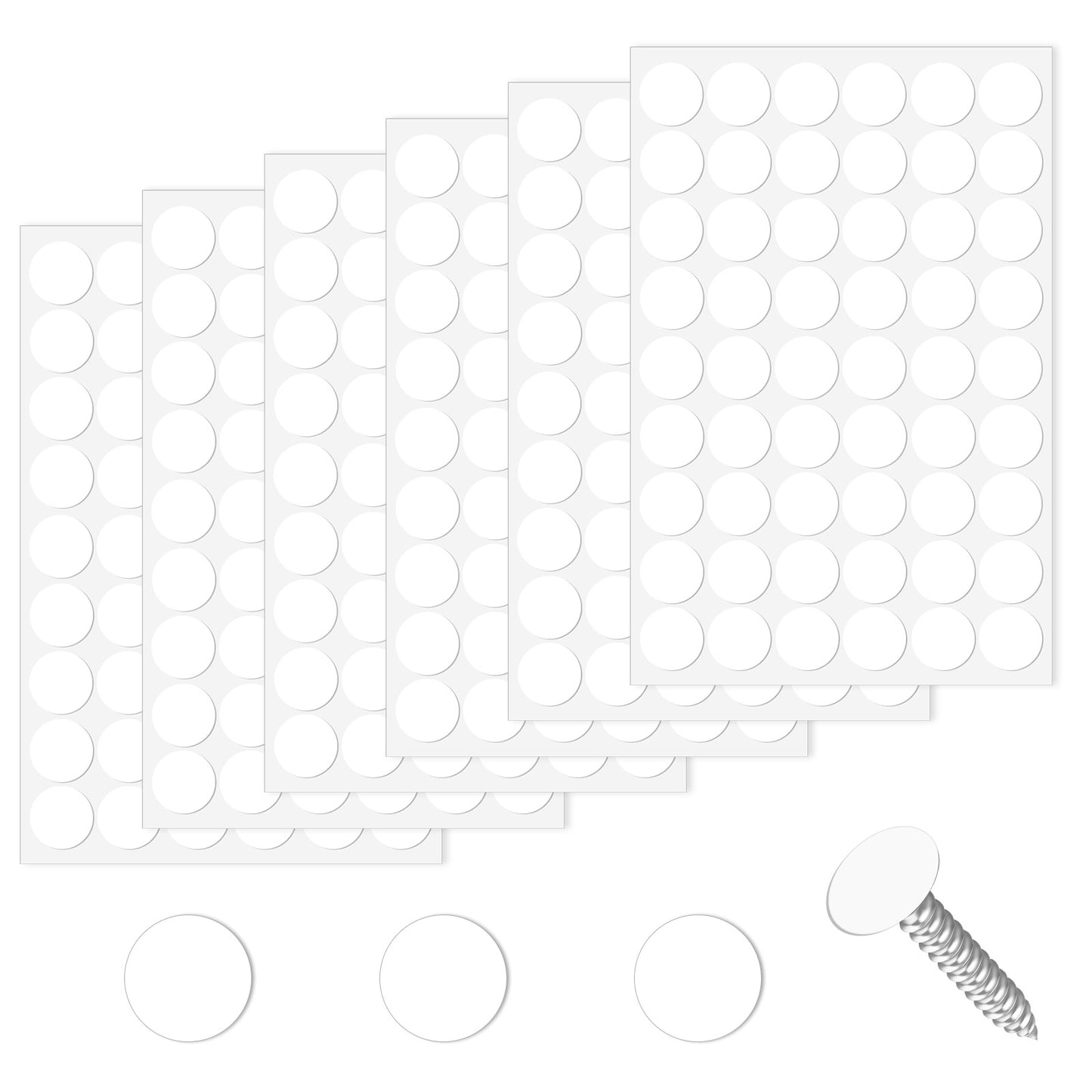 324Pcs White Screw Covers Stickers 21mm Screw Hole Cover Caps Sticker PVC White Sticker Screws Covers Self-Adhesive Screws Hole Stickers