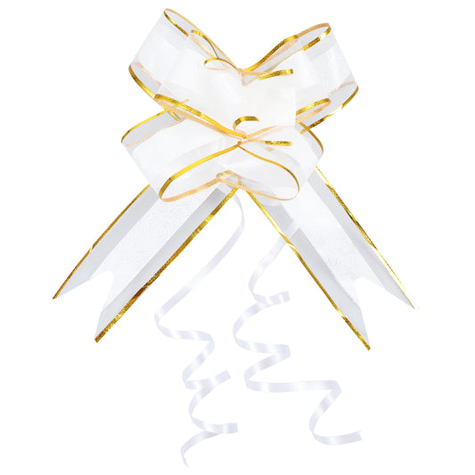 Ymapinc 10Pcs Pull Bows for Gift Baskets, Ribbon White Bows for Gift Presents Wrapping and Packing Wedding Paper Strap Wedding Invitation Envelope Car Decor