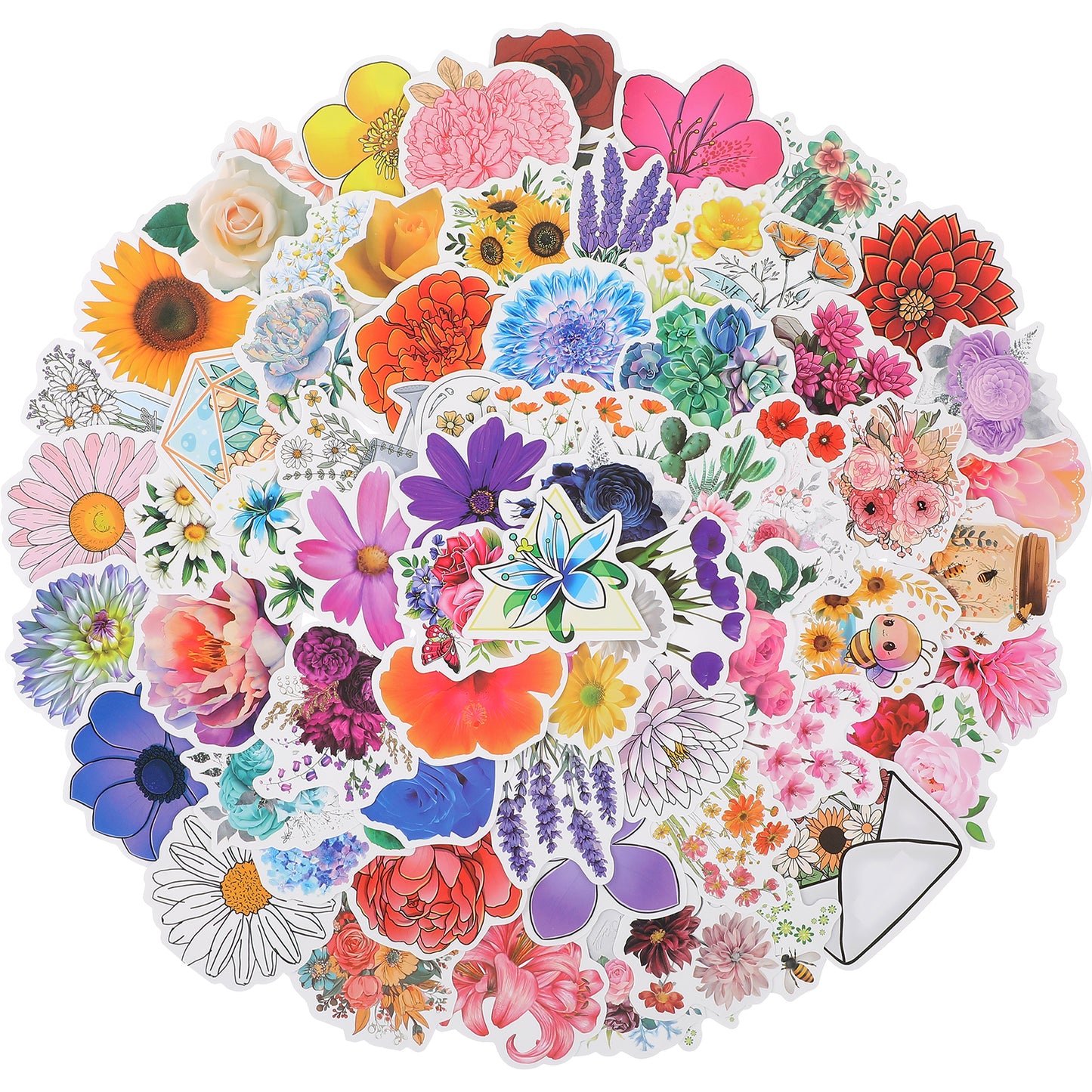 Tyqour 120pcs Flower Stickers for Scrapbooking Floral Stickers Self-Adhesive Transparent Flower Stickers Decals Natural Journaling Sticker Scrapbook Supplies for Junk Journal Planner Laptop