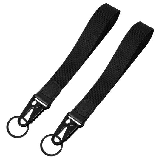 Ymapinc 2 Pack Short Lanyard for Keys with Clip and Key Ring, Keychain Wrist Lanyard for Men Car Keys Strap Caps Cameras Cell Phones Badges Bags - Black