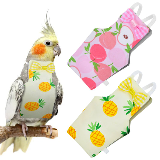 2 Pack Bird Diapers, Washable Reusable Parrot Nappy with Waterproof Inner Layer, Soft and Adjustable Flight Suit for Budgie, Parakeet, Cockatiel, Mini Macaw, Canary, Pet Bird Clothes