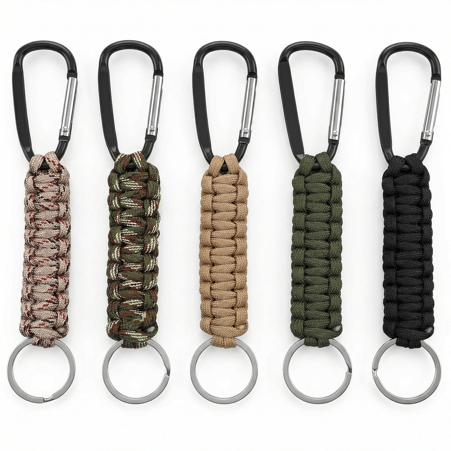 RAHHLIZS 5Pcs Braided Paracord Keychain Carabiner with Strap Paracord Keychains with Clips Key Chain for Women Men Camping Fishing Hiking Backpacking Keys Water Bottles Outdoor Use