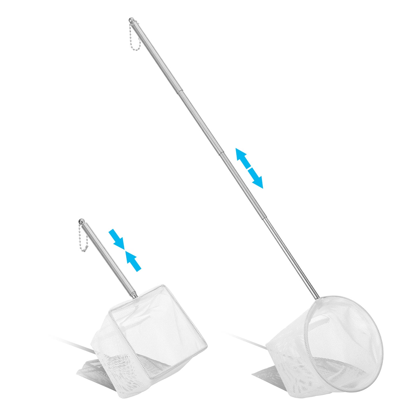 2 Pcs Aquarium Fish Nets, Betta Fish Net Long Handle Aquarium Net with Extendable Handle 5.3-15.8 Inch (Square and Round)