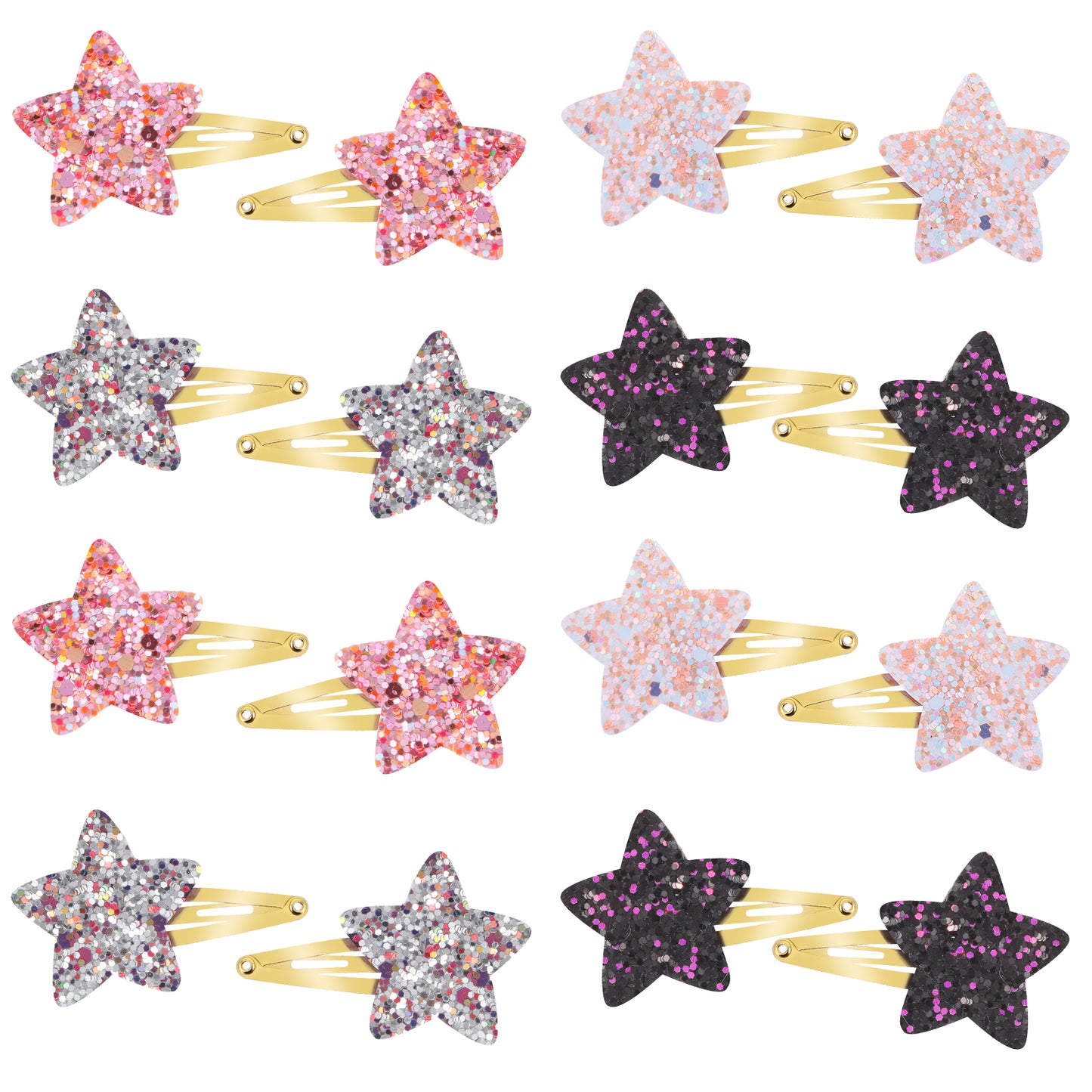 16 PCS Star Hair Clips Cute Metal Snap Hair Pins Sparkly Fashion Hair Barrettes Styling Y2k Accessories for Toddler Women Girls Party Birthday Gift Supplies