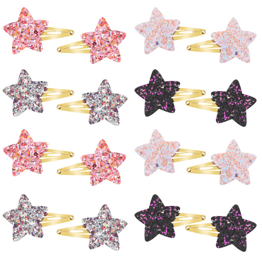 16 PCS Star Hair Clips Cute Metal Snap Hair Pins Sparkly Fashion Hair Barrettes Styling Y2k Accessories for Toddler Women Girls Party Birthday Gift Supplies