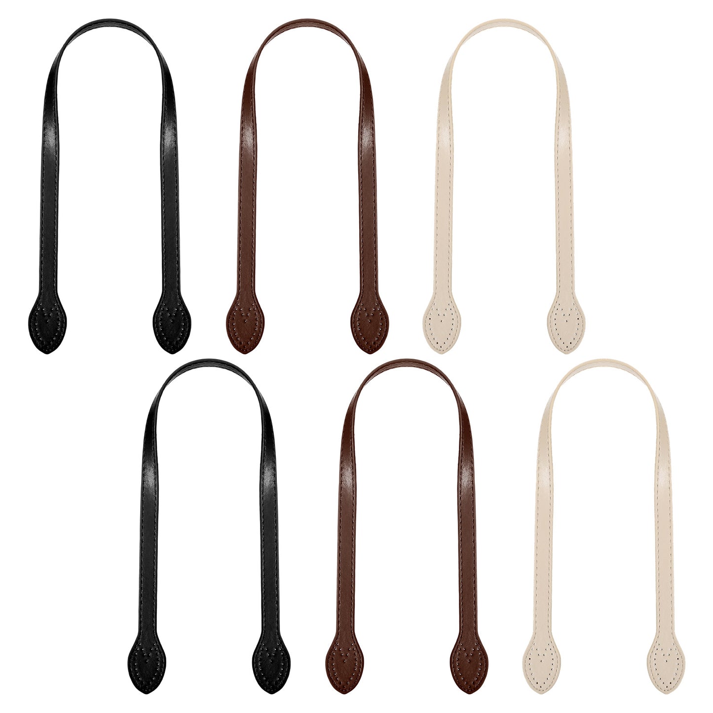 Ymapinc 6pcs 3 Colors 23.22" Leather Straps for Bags, Bag Handles with Ear Shape Ends, Leather Handbag Handles, Bag Making Supplies for Crochet Bags Making, Handbag DIY Accessories