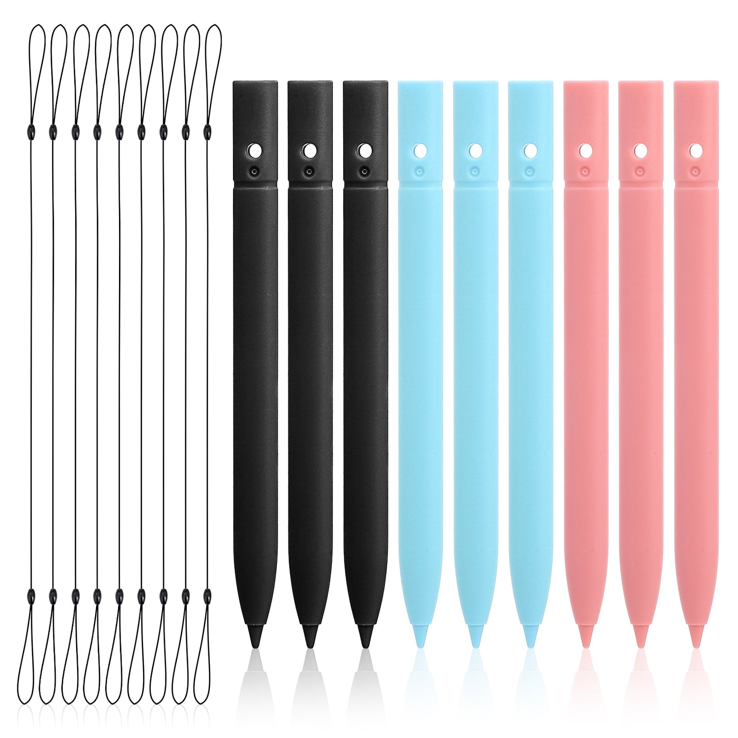 Ymapinc 9Pcs Doodle Board Replacement Stylus Drawing Pen with Lanyards, 4.45inch Colorful Pens for LCD Writing with 9 Hanging Rope