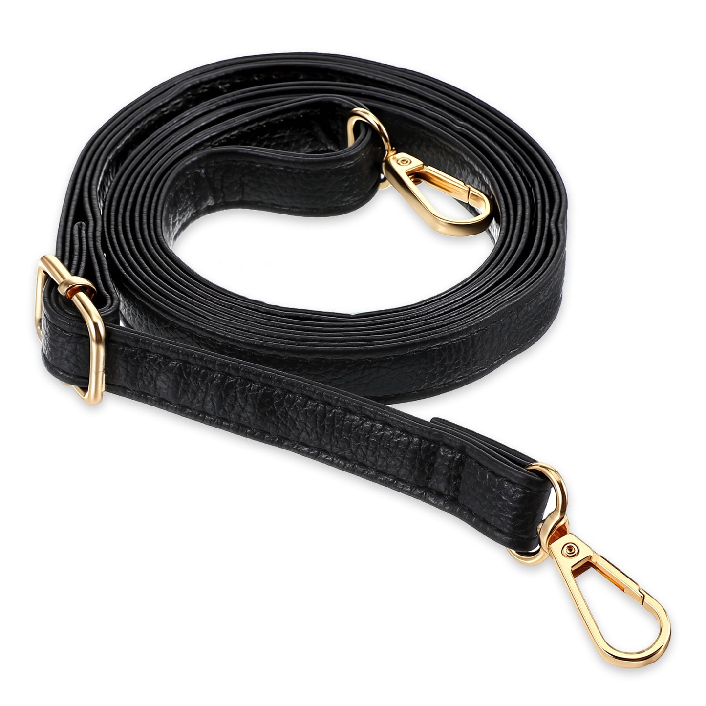 Tyqour Purse Strap PU Leather Purse Straps Replacement Crossbody Adjustable Shoulder Straps for Bags, Black Strap with Gold Buckle