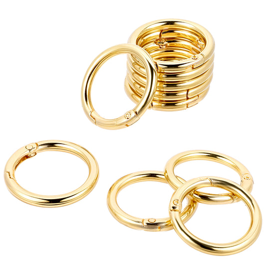 Ymapinc 10pcs Gold Key Ring, 1 Inch Carabiner for Keys, Spring O Ring Keychain Rings, Small Carabiner Clip for Bags, Purses, DIY Crafts, Zinc Alloy, Anti-Rust