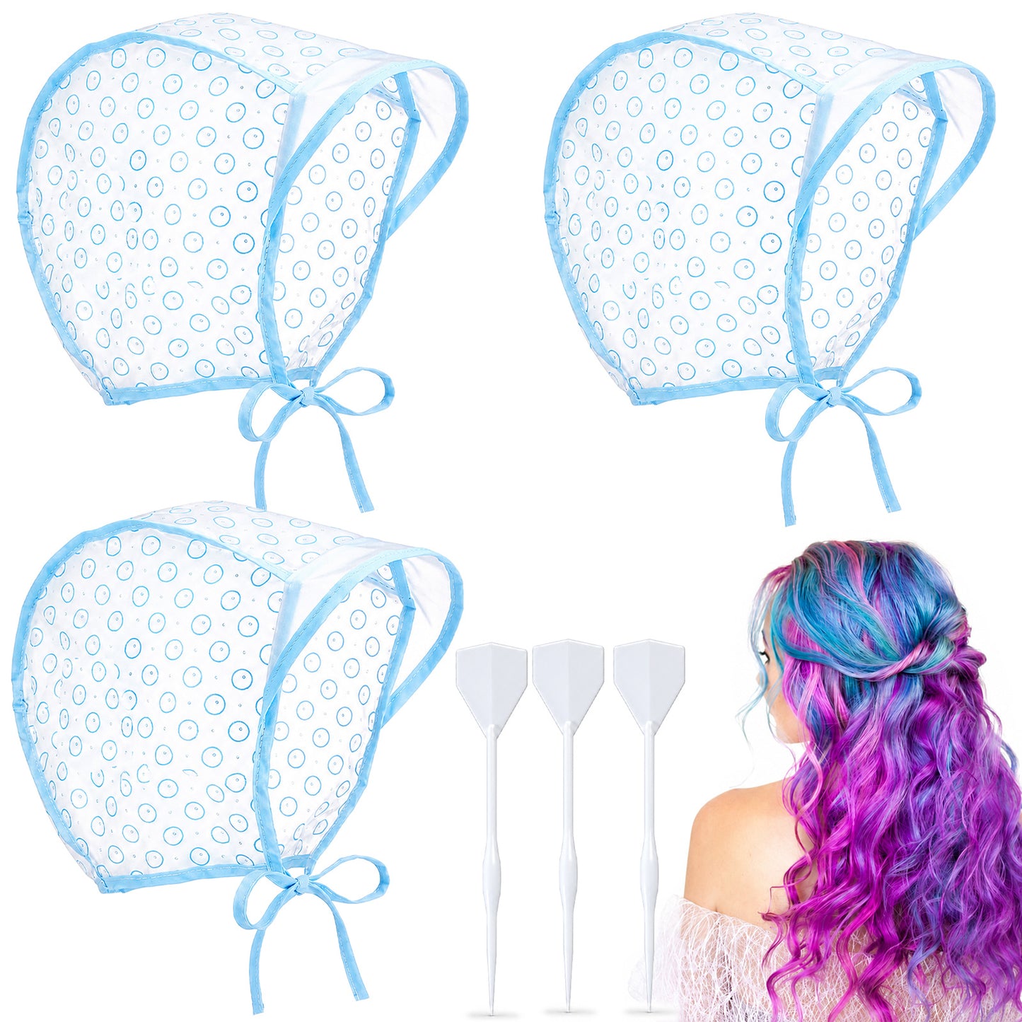 Quvvarly 6 PCS Highlighting Cap for Hair for DIY Color with Hook, Blue