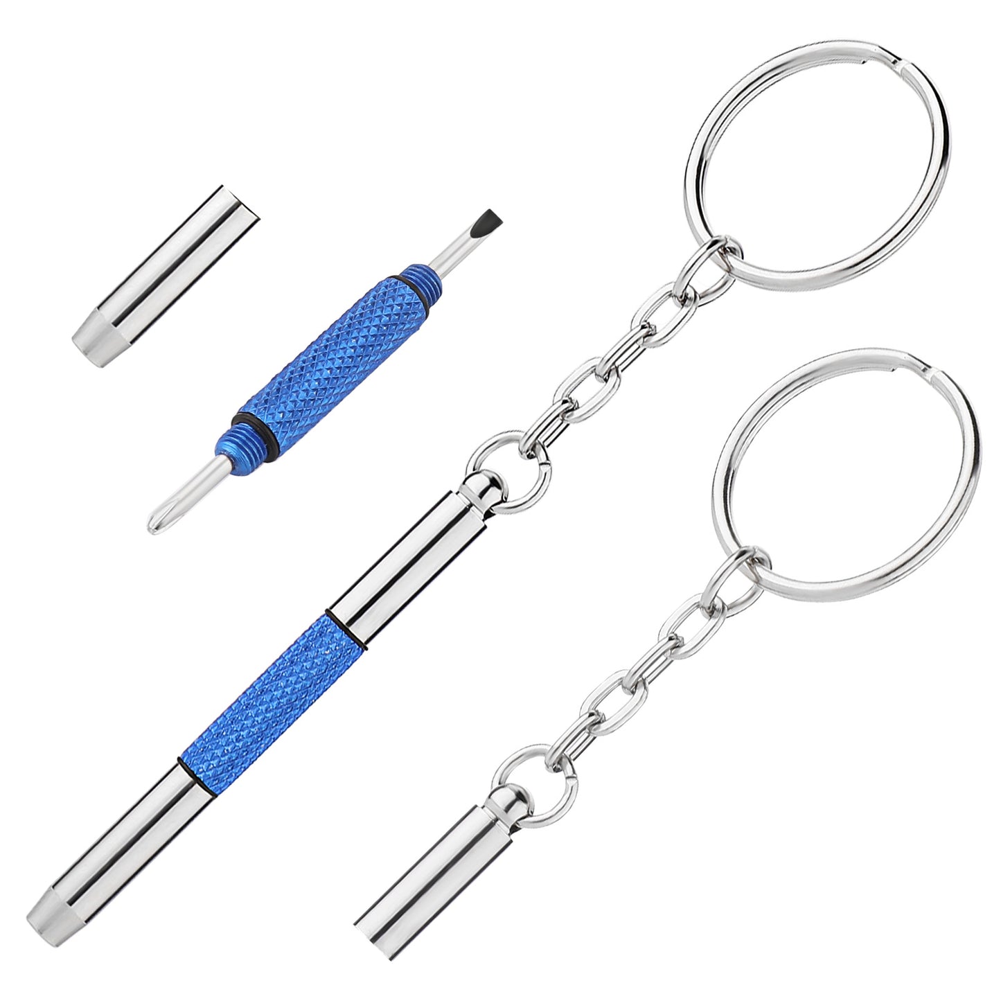 Nogeqi 2 Pack 3-in-1 Glasses Tightening Kit, Compact Eyeglass Screwdriver Kit, Precision Mini Screwdriver for Glasses, Watches, Electronics & Jewelry, Flat Head, Phillips, Hex (Blue)