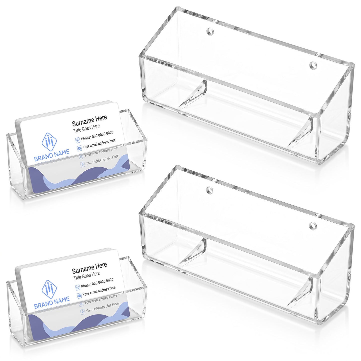 RAHHLIZS 2Pcs Acrylic Business Card Holder Clear Wall Mount Business Card Display