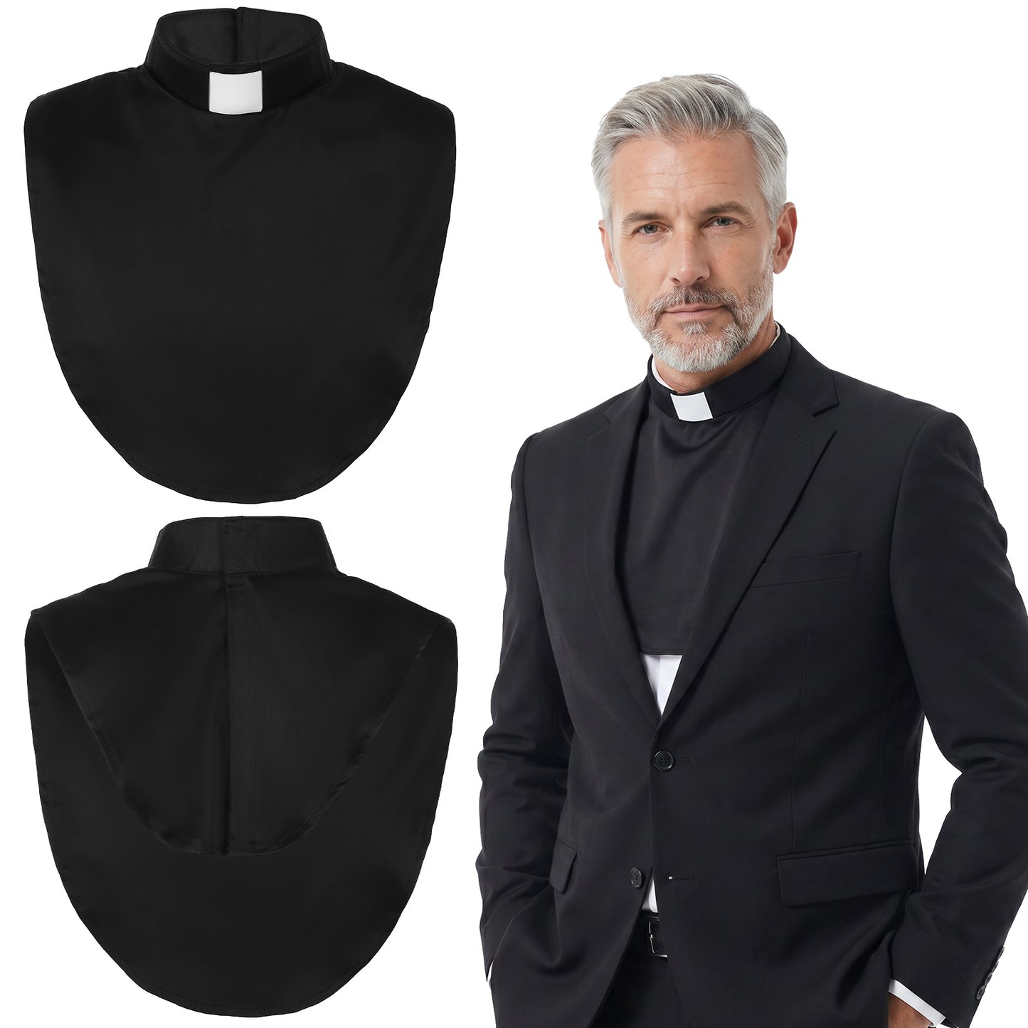 RAHHLIZS Unisex priest collar with Insert White Tab clergy collar for men clerical collars Costumes Accessory for Pastor