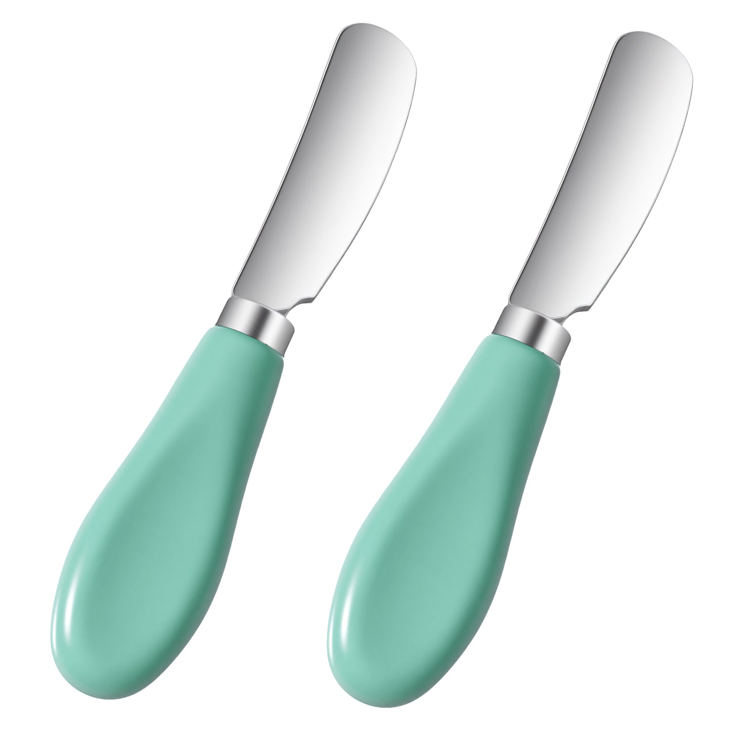 2 PCS Cheese Spreader Butter Knife Spreader Ceramic Butter Knife with Durable Stainless Steel Blade Mini Peanut Jam Spreading for Sandwhich Pastry and Other Kitchen Accessories(5.12"× 1.02" Cyan)