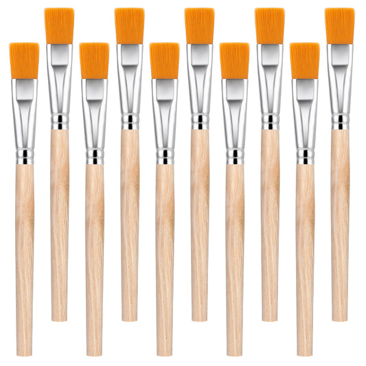Ymapinc 10Pcs Small Paint Brushes, Craft Paint Brushes, Mini Paint Brush Set for Kids and Adults, 3/5 Inch Flat Brushes for Watercolor, Oil, Acrylic, and Crafts (5.39 x 0.34 Inch)