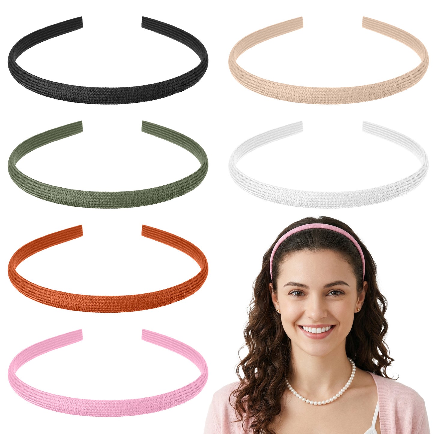 Ymapinc 6 PCS Headbands for Women's Hair, Non Slip Fabric Headband, Thin Hair Bands for Women, 6 Color Fabric Hairbands