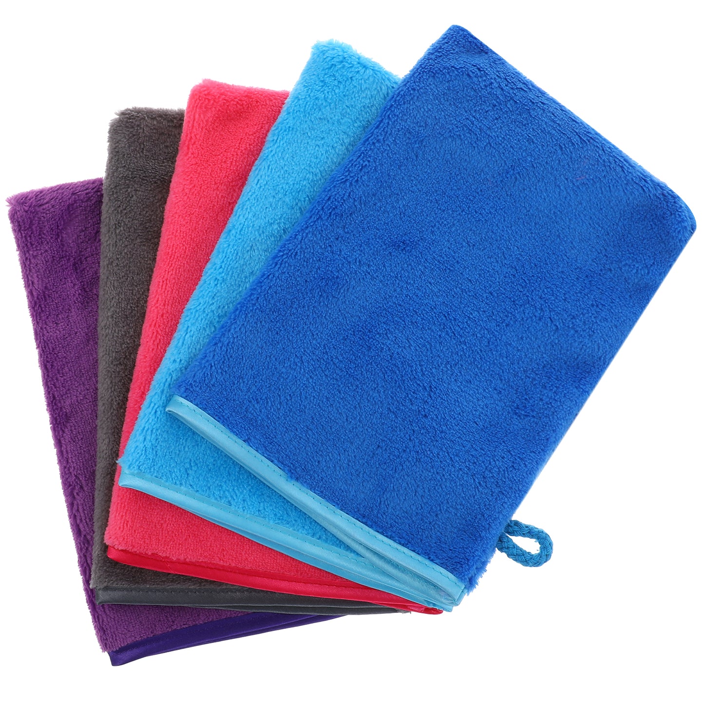 5 Pack Microfiber Washcloth, 6"x8" Make Up Remover Face Cloths Towels, Super Absorbent Soft Towel Body Facial Cloths Small Wash Mitt for Travel Showering Washing Face (Pink Purple Blue Blue Gray)