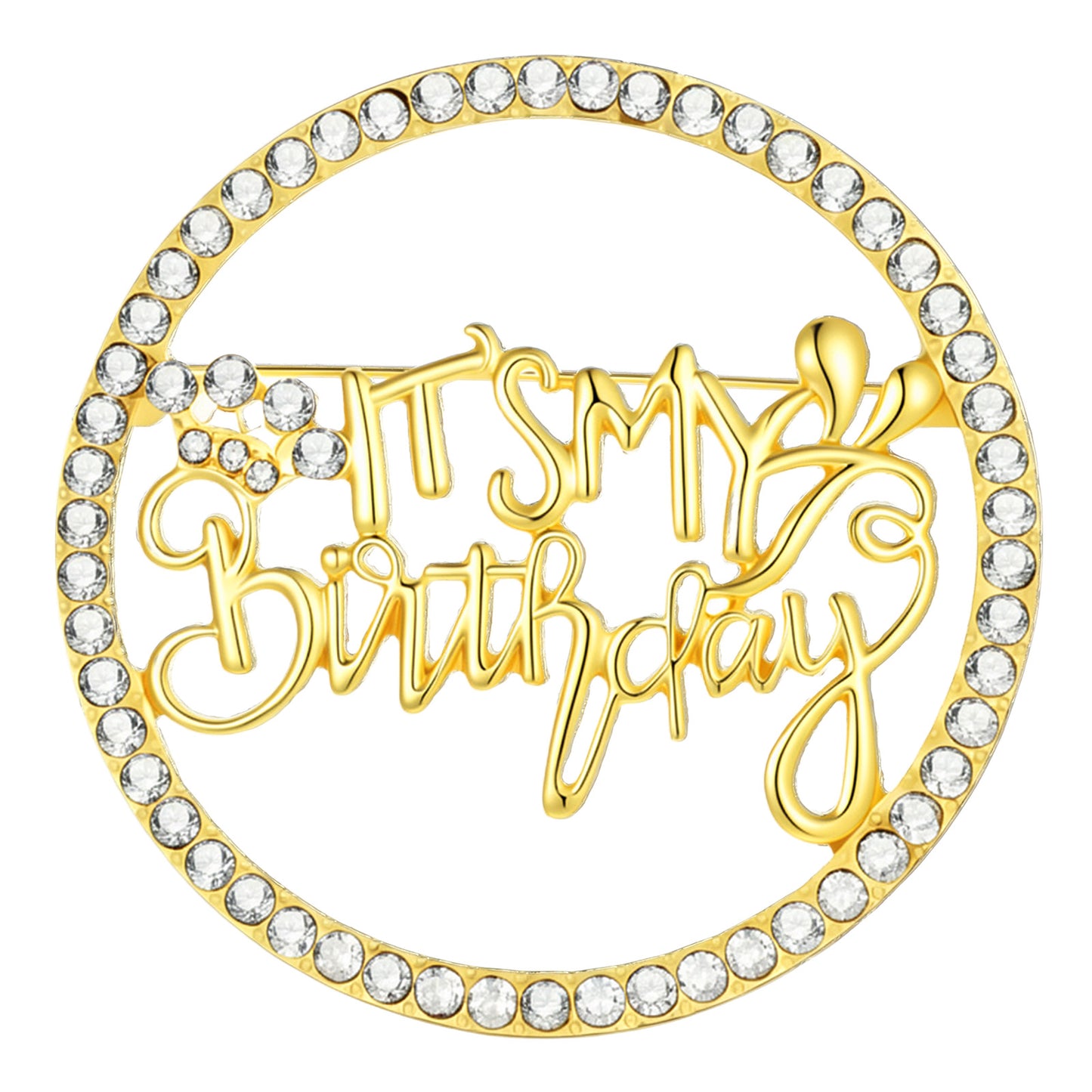 Birthday Brooch Pin It's My Birthday Pin Brooch Round Metal Lapel Pins Badges Rhinestone Queen Crown Brooch Pins Crystal Lapel Pin Accessories For Women Girls Wedding Party