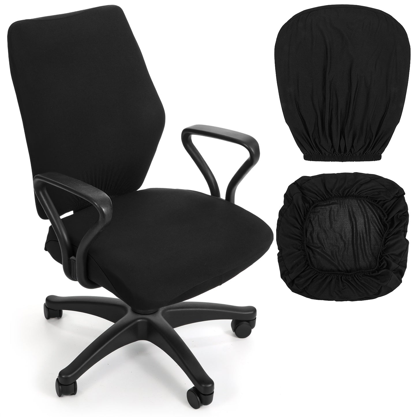 Nogeqi Office Chair Covers Stretchable, Universal Office Chair Seat Cover, Washable Removable Computer Chairs Cover for Seat Cushion Protectors(Black)
