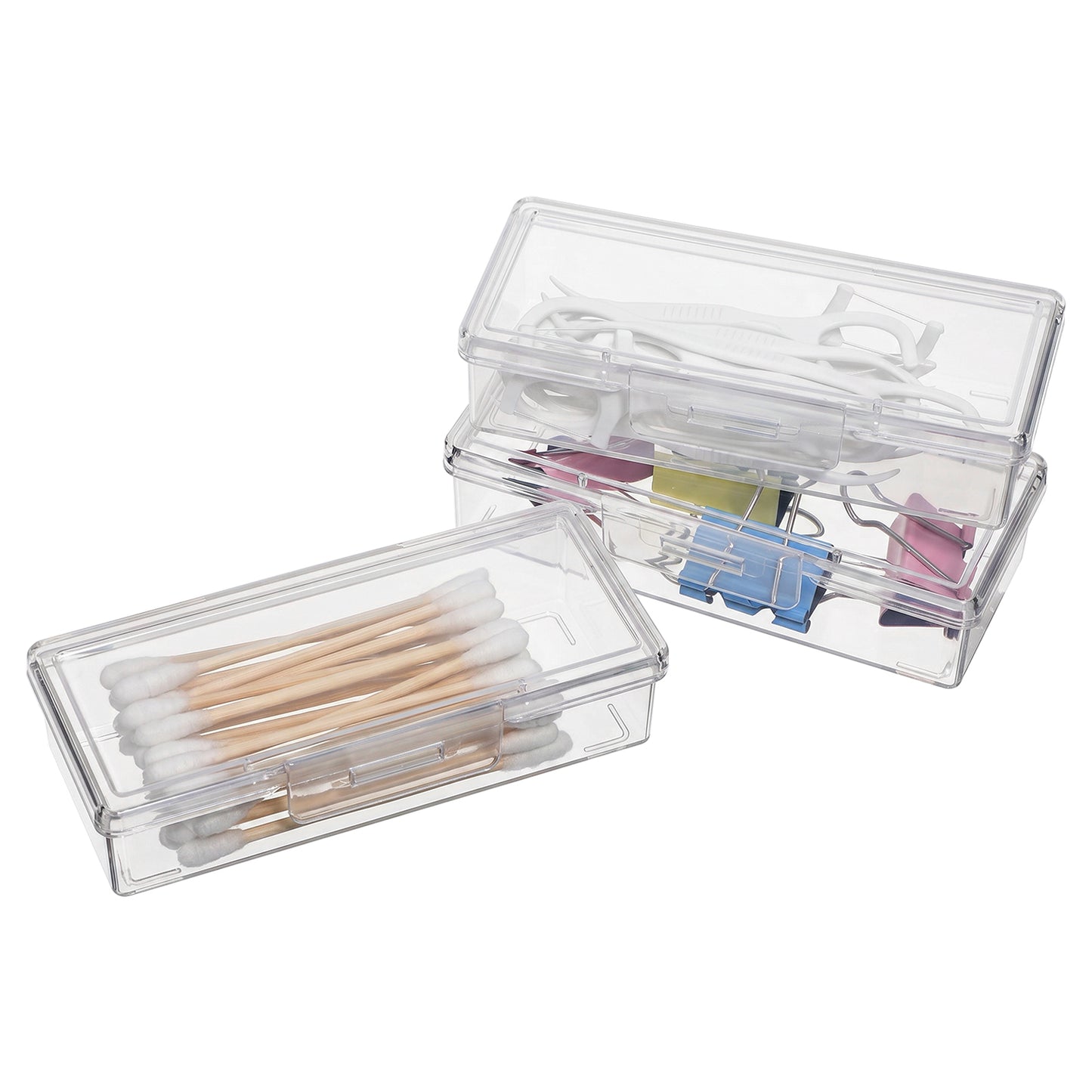 Travel Cotton Swab Holder 3 Pcs Portable Dental Floss Case Clear Plastic Cotton Pad Holder Travel Floss Picks Case Storage Containers with Dustproof Lid for Cottons Buds Hair Ties Small Items