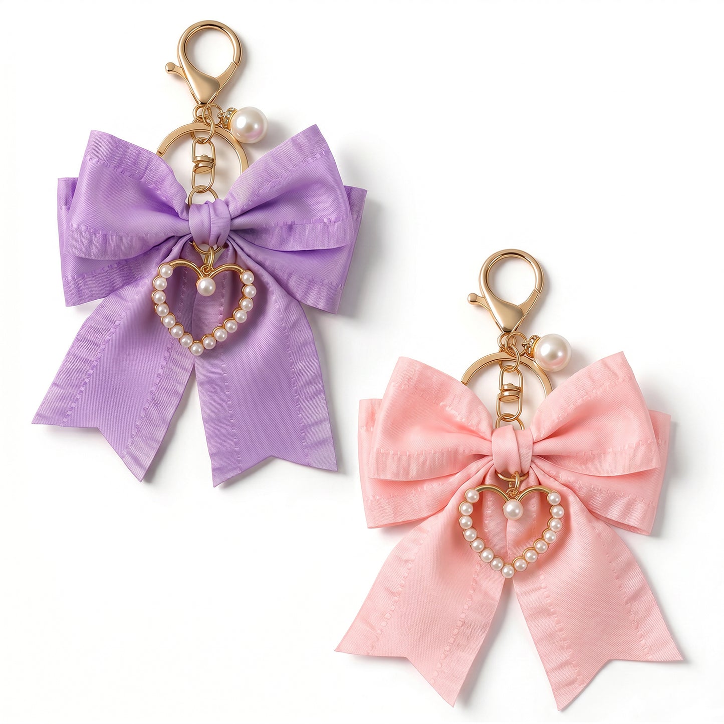 Shimmeroo 2PCS Bow Chain for Purse, Purple & Pink