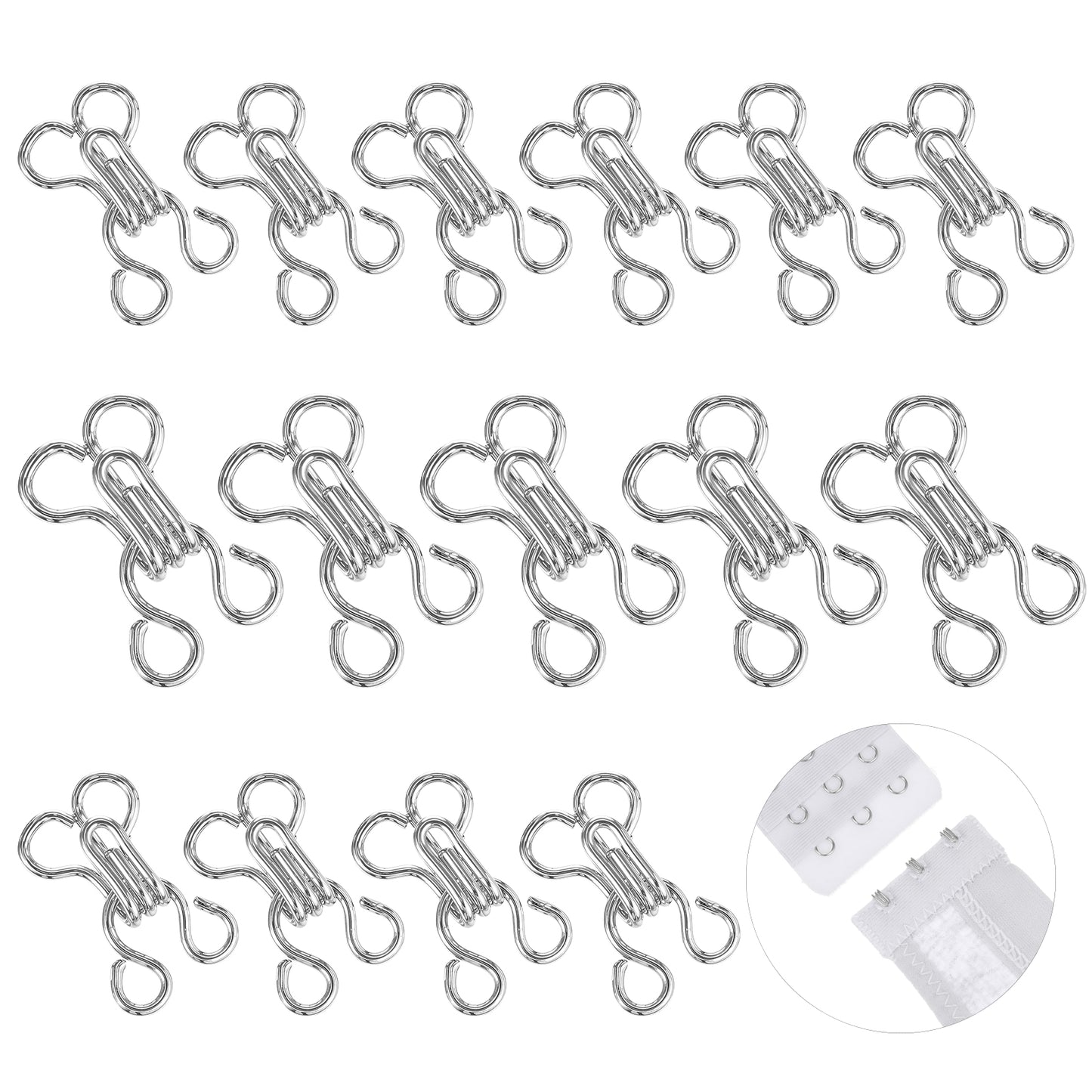 Ymapinc Hook and Eye Closures for Clothing - Hook and Eye Sewing, Bra Hooks Replacement, Bra Clasp, Bra Hooks for Straps, 100pcs Invisible Safety Buckle - Silver