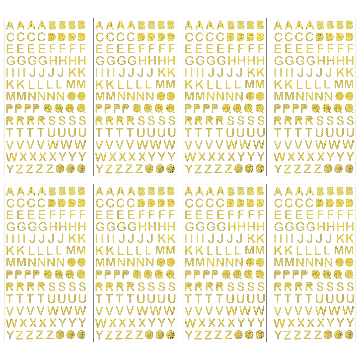 Mabor 8 Sheets Gold Letter Stickers, Small Glitter Letter Stickers, Self Adhesive Alphabet Stickers Gold Letters for Scrapbooks DIY Art Craft Decorations