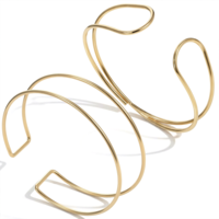 Xinjoduz 2 PCS Arm Cuff Bracelet for Women, Gold Arm Cuff Upper Arms Layered Cuffs Bangle Bracelet, Adjustable Minimalist Coil Armband Stackable Jewelry for Summer Beach, 2 Styles(Gold)