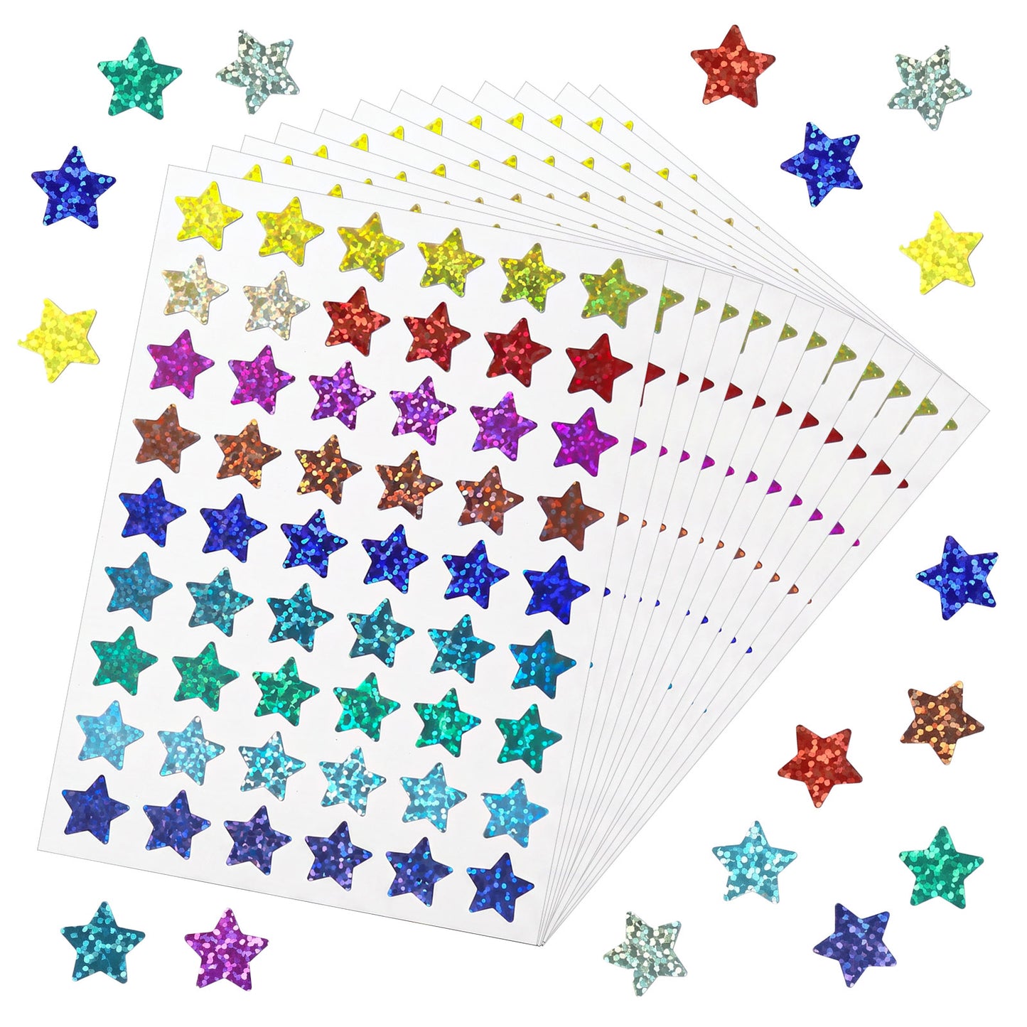 Ouligay 2100 Pc Star Stickers for Kids Reward Colorful Small Star Stickers Foil Star Stickers Holographic Rainbow Sticker for Calendar Students Classroom Office Teachers Supplies