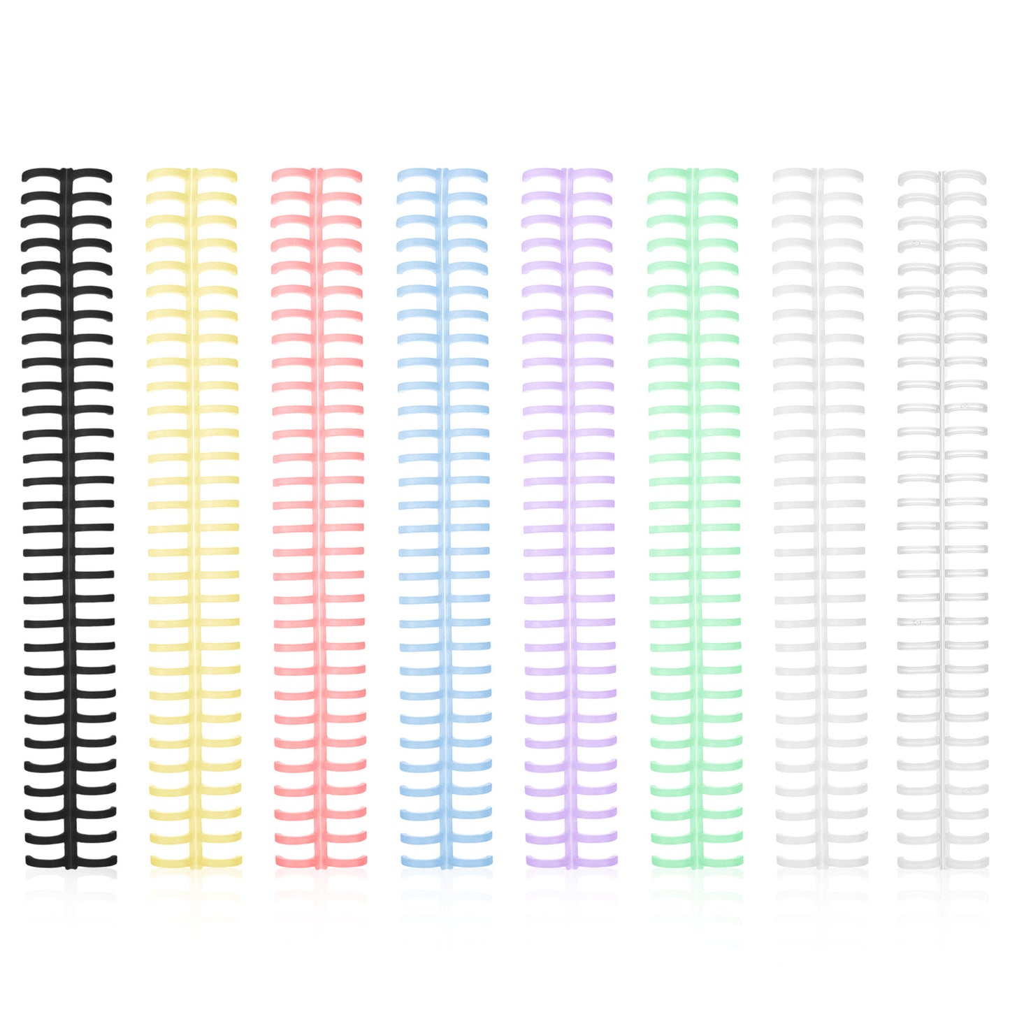 8 PCS Binding Combs, 30 Rings Click Comb Binding Spines Plastic Spiral Bindings Coils, 1/2" Diameter Easy to Adding Pages Book Binder for Student Teacher Document Notebook File Making (Colorful)