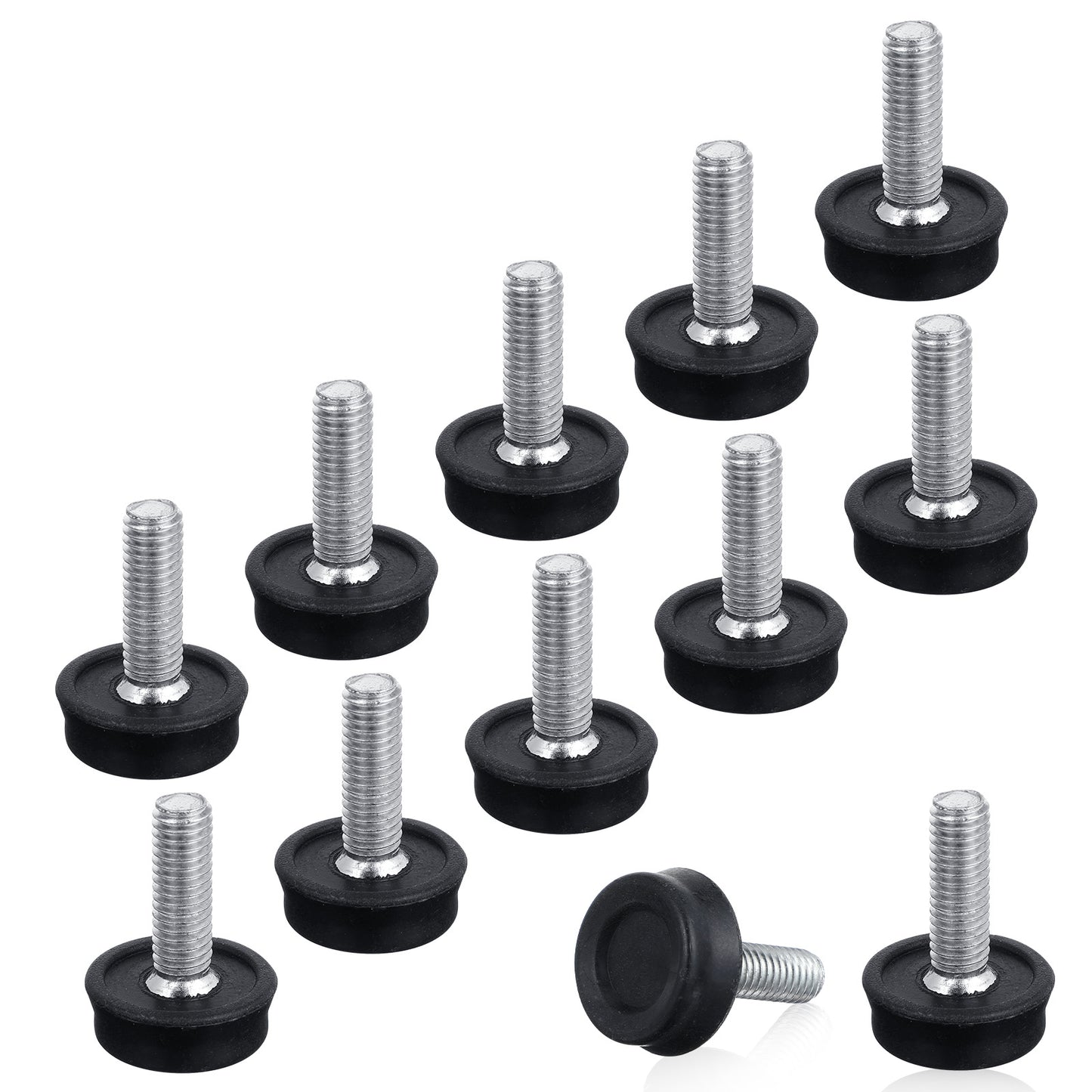 12 PCS Furniture Leveling Feet Adjustable 6mm Thread Furniture Feet Levelers, Heavy Duty Leveling Feets Screw on for Table Cabinets Chairs Bar Stool Desk Dresser Wood Legs (M8)