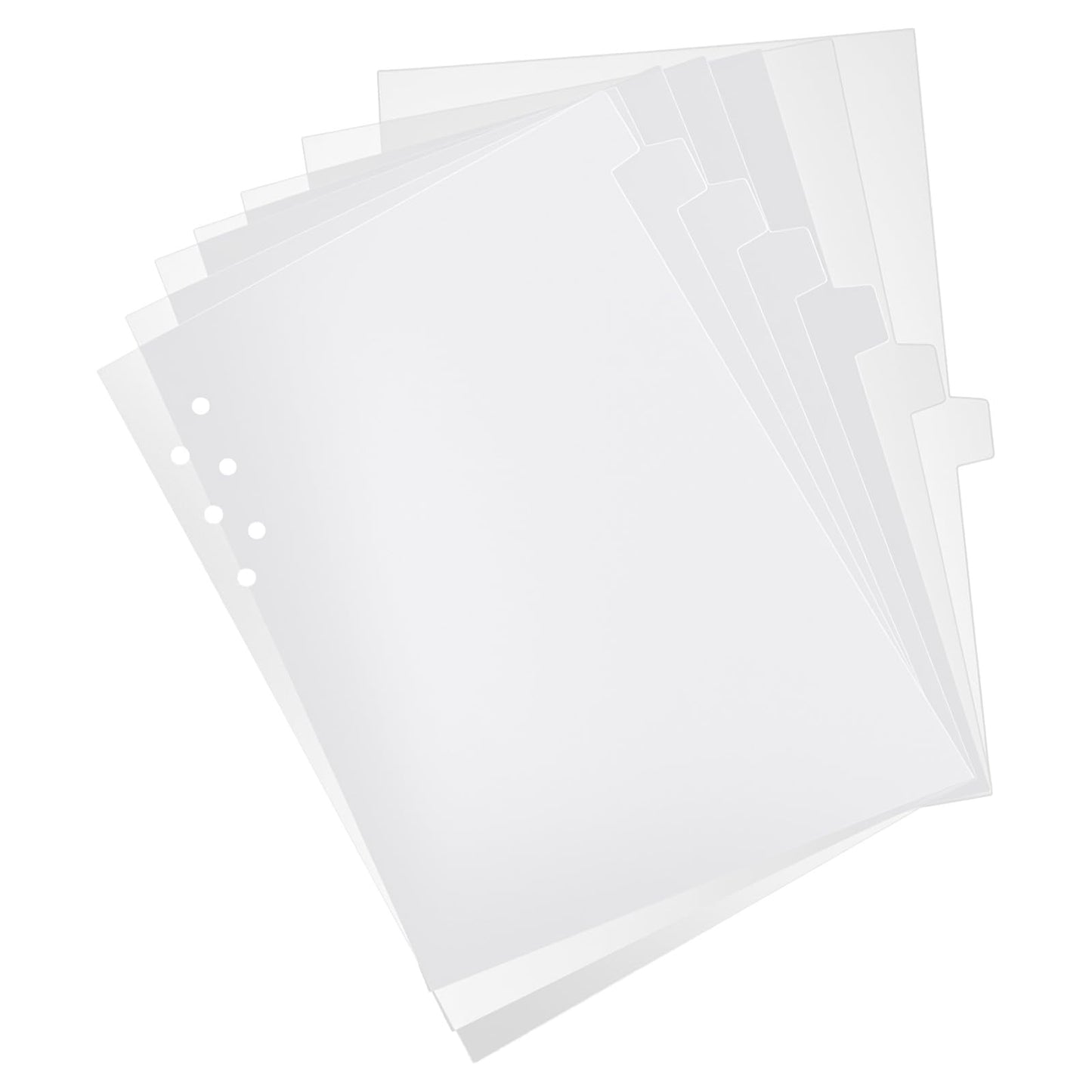Sorcristy 12 Pcs A5 Binder Dividers, Clear Plastic A5 Planner Dividers with Tabs Binder Inserts Plastic Index Divider Sheets 6 Holes for Notebook Journal Diary Memo Notepad