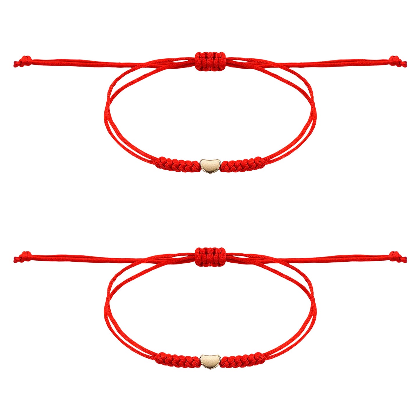 Sorcristy Red String Bracelet for Women, Couple, Friends, 2 PCS Bracelets with Heart as Protection Bracelet, Adjustable Knot String Bracelets Amulets for Protection, Evil Eye, Good Luck