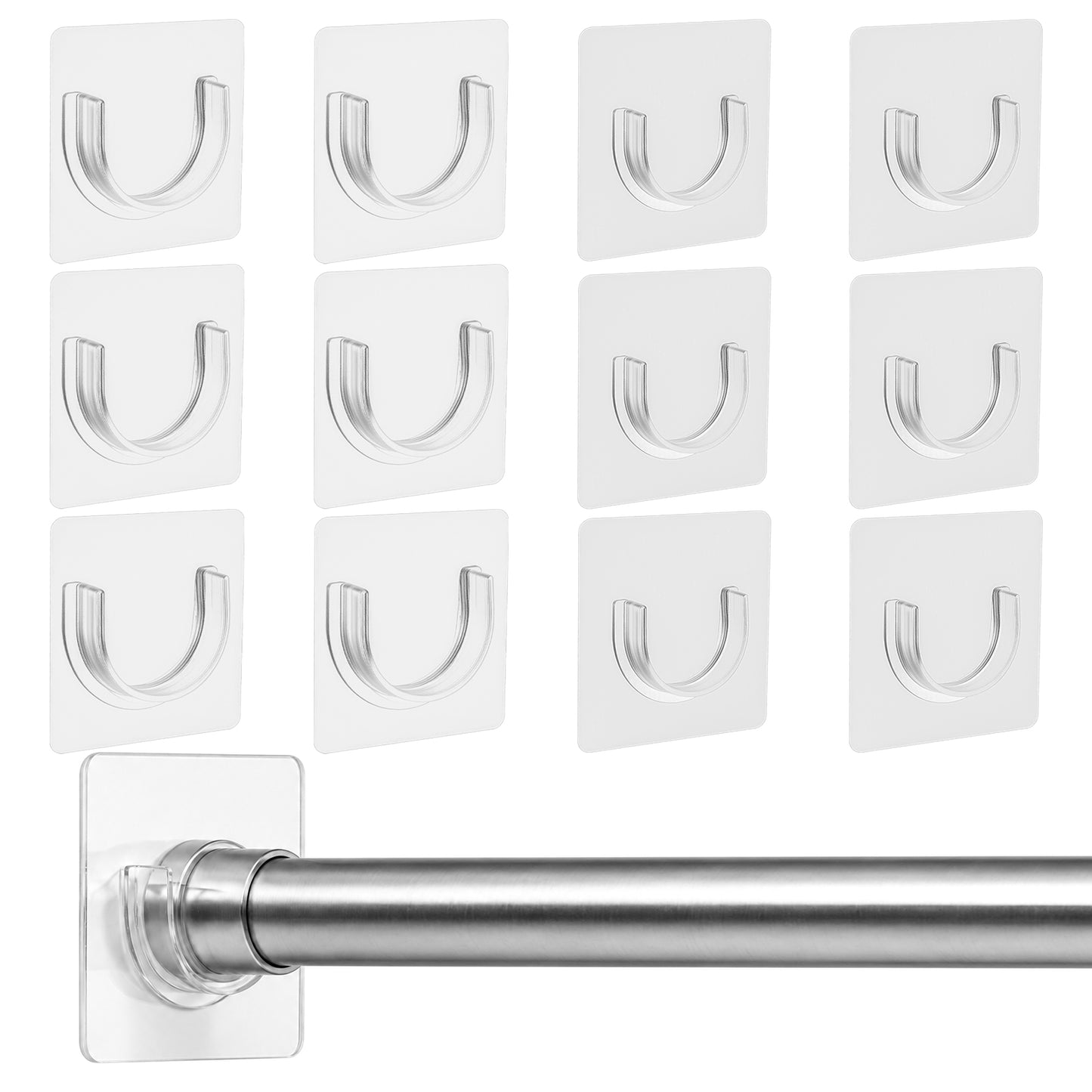 RAHHLIZS 12 Pack Shower Rod Holder with Strong Adhesive