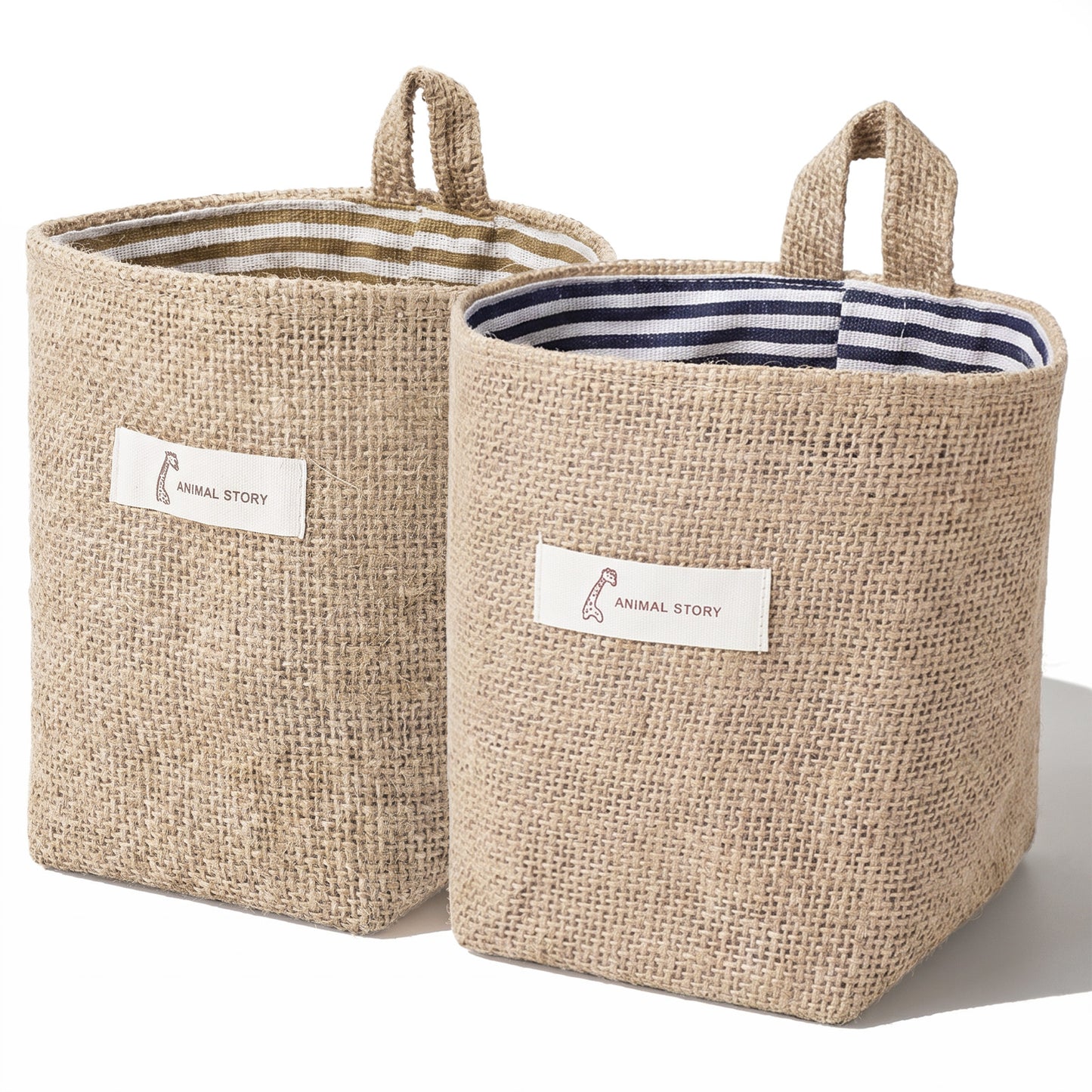 2Pcs Small Hanging Basket Hanging Storage Basket Cotton and Linen Wall Storage Bags Foldable Organizer Desktop Baskets Box for Door Organizing Keys Wallet Stationery Cosmetics Miscellaneous Items