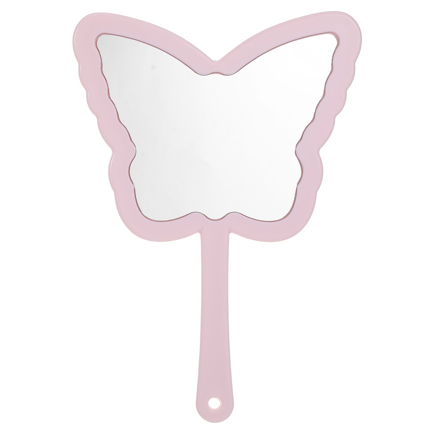 1 PCS Butterfly Shaped Hand Held Mirrors with Handle, Cute Cosmetic Travel Handheld Mirror, Single-Sided Portable Travel Vanity Lash Hand Held Mirror for Shaving Makeup Men & Women (Pink, 6 x 8 Inch)
