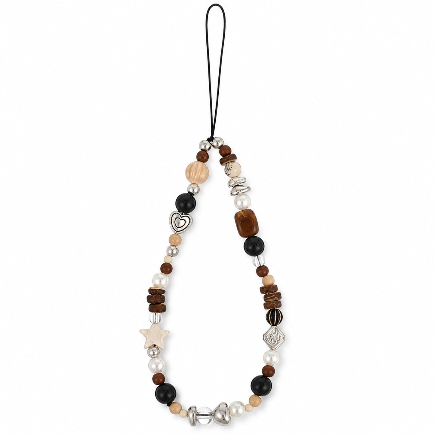 Quvvarly 1Pcs Brown Beaded Phone Wrist Strap Aesthetic Phone Charm Strap