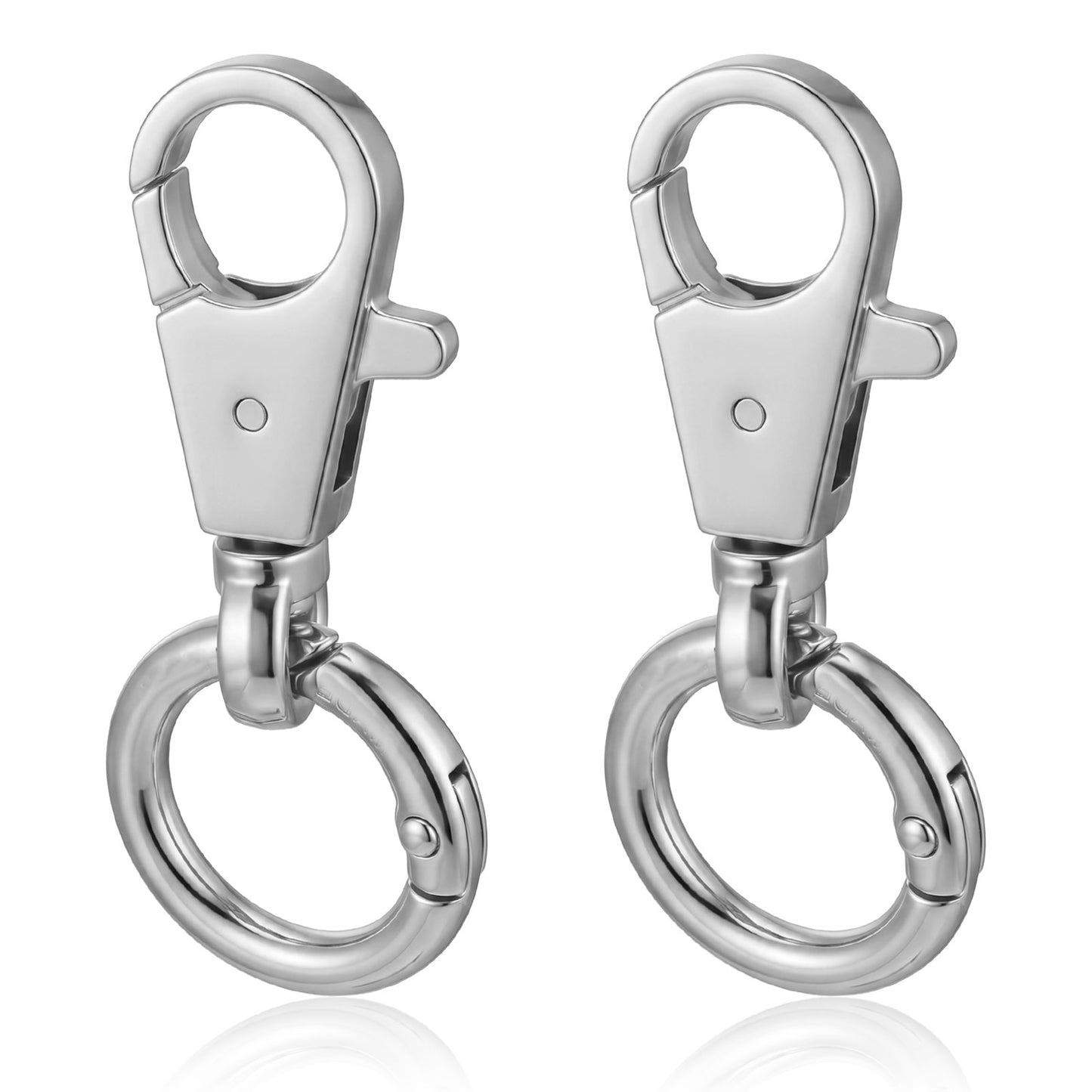 Matwsec 2PCS Silver Keychain Clip Swivel Clasp Metal Lobster Claw Clasps for Keychains Making Jewelry Clasps DIY Keyring Crafts Supplies Bag Accessories