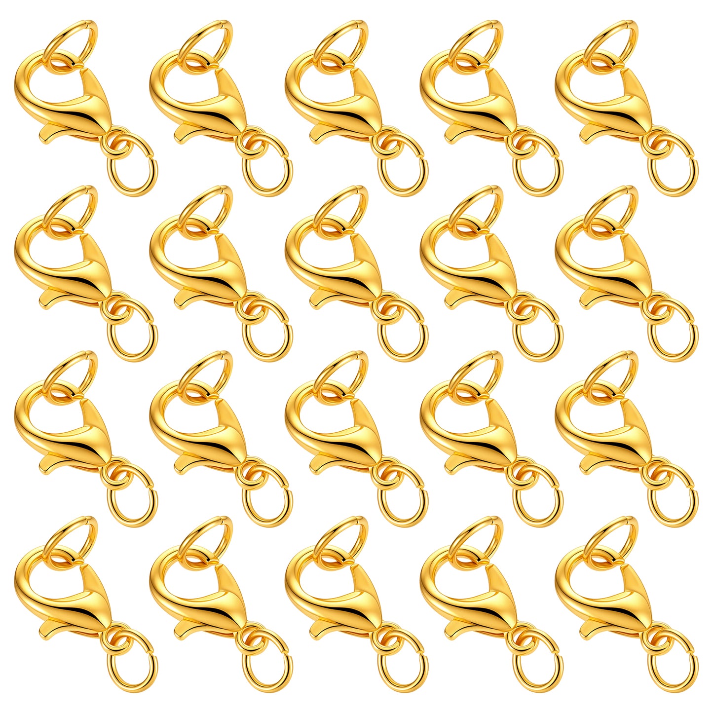 20Pcs Lobster Claw Clasp with Closed Jump Rings, Silver Zinc Alloy(Gold)