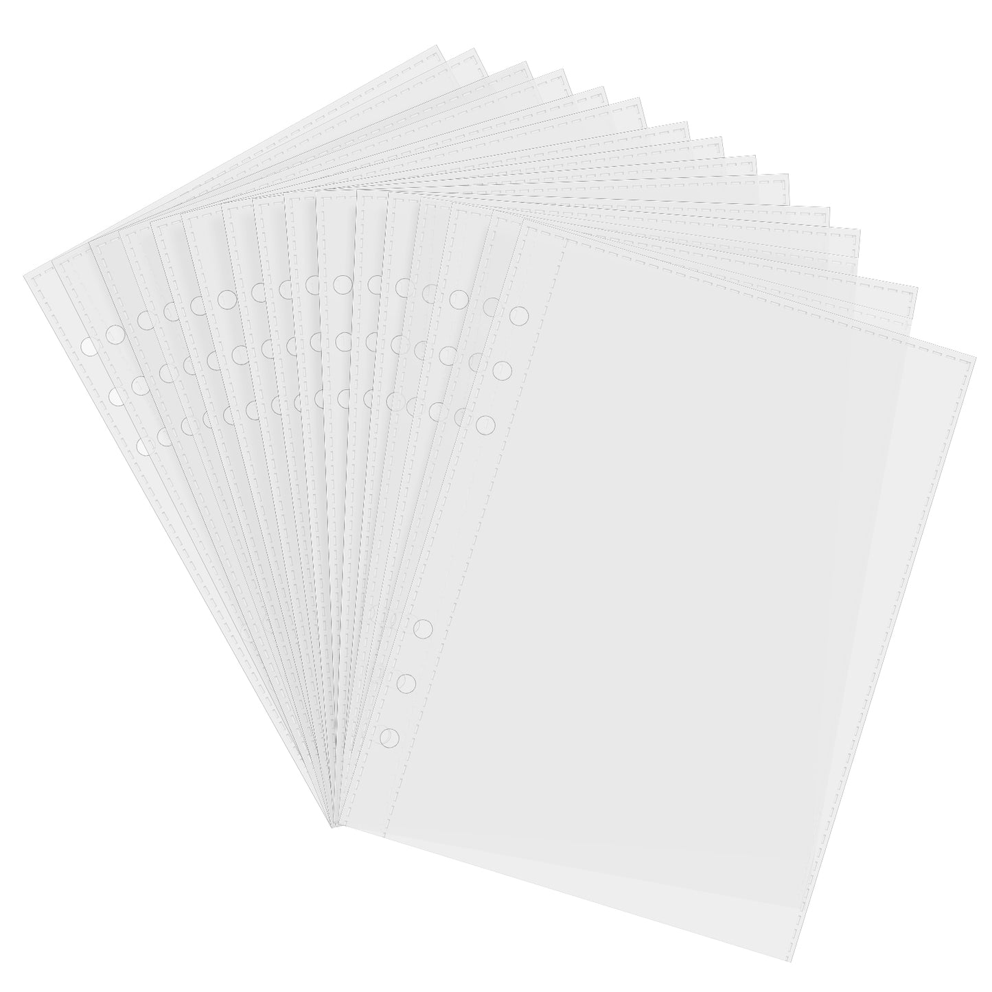 25PCS A5 Binder Inserts Sleeves 5x8in Clear Pockets Sheet Protectors Double Sided Waterproof Top Loading Plastic Planner Inserts for 6 Ring Binders, Letter Size for Document Photo Office Supplies