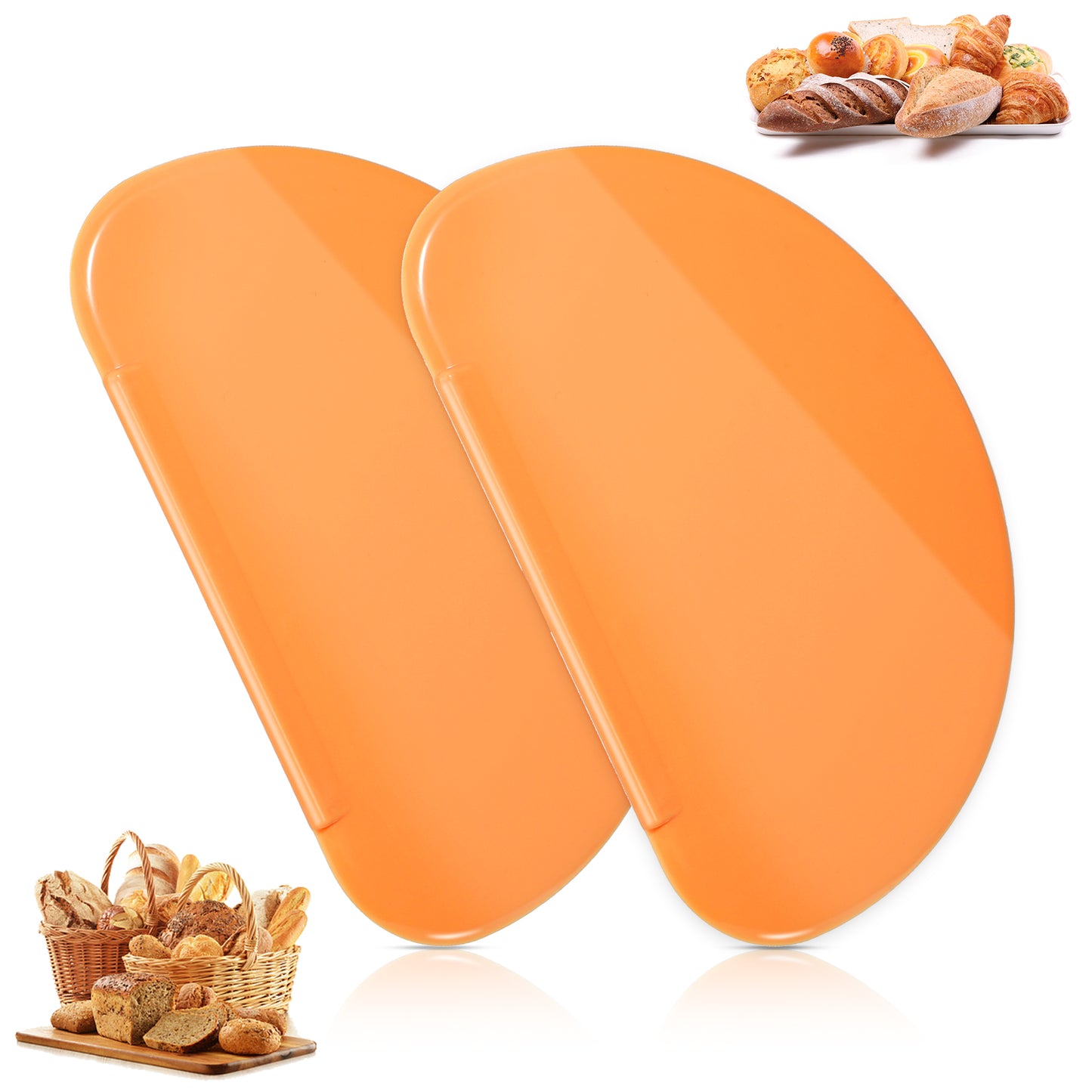 Mabor 2 Pcs Bowl Scrapers, Dough Scraper Plastic Curved Flat for Pastry Dough Mixing Cutter for Bread Baking Cake Fondant Icing