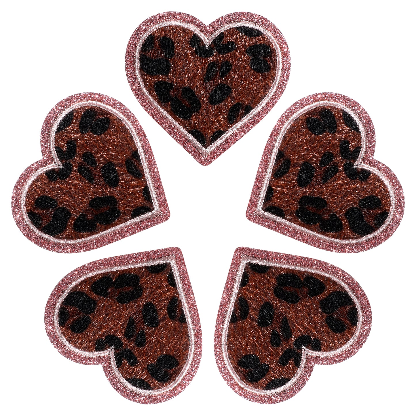 5Pcs Ymapinc Heart Iron on Patches for Clothing, Leopard Print Iron on Patches, Cute Fabric Patch for Clothes, Heart Patch DIY Fashion Accessories for Jeans, Hats, Jackets