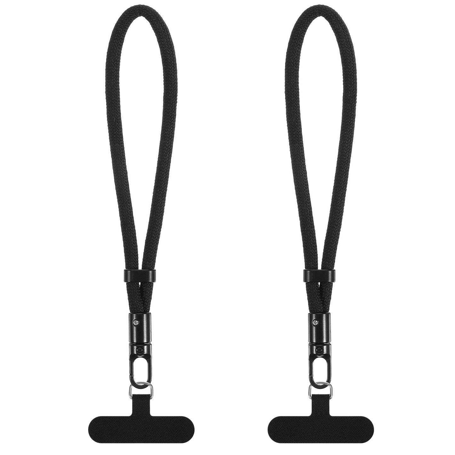 Nogeqi 2 Pack Phone Lanyard Tab with Wrist Lanyard for Smartphones, Universal Multifuctional Adjustable Cell Phone Wrist Strap Tether Tab for Women Men (Balck)