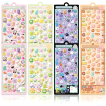 400+(8 Sheets) 3D Cute Puffy Stickers Kawaii Funny Japanese Jelly Sticker, Resin Decorative Stickers for Scrapbooking, Journals, Planners, Aesthetic Laptop & Phone Decor